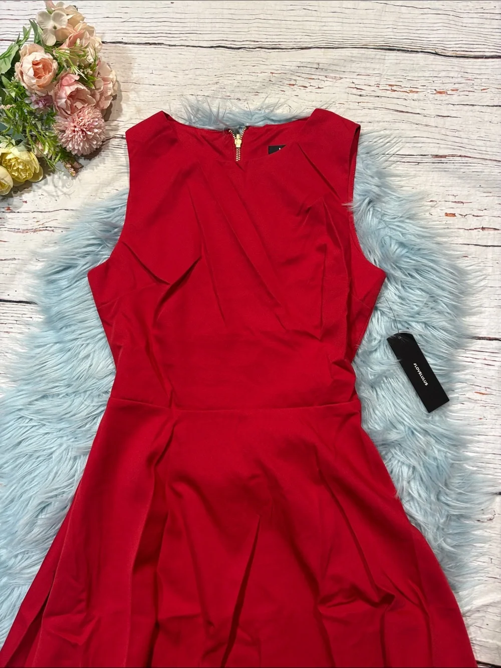 NWT Lulus Just Us Red Open Back Mini Skater Dress - Picture 5 of 9